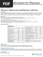 Product Bulletin - Vita-Lea Dietary Supplement - Info For Physicians