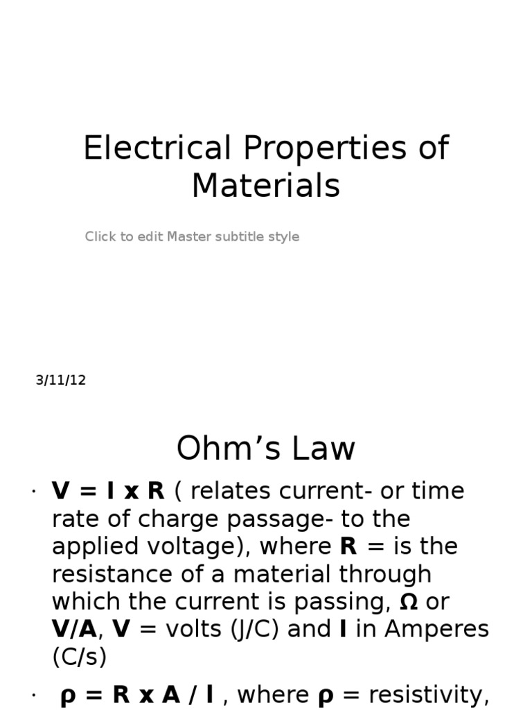 Electrical Properties of Materials Explained | PDF | Science & Mathematics