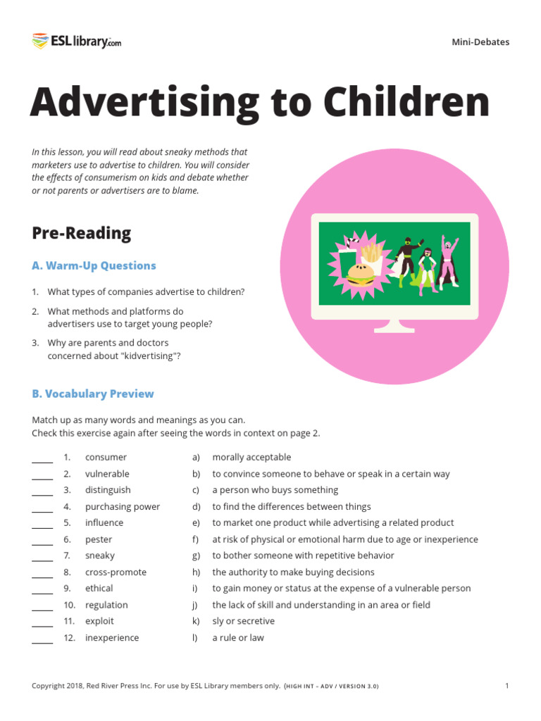 73 Advertising-to-Children US | PDF | Advertising | English As A Second ...