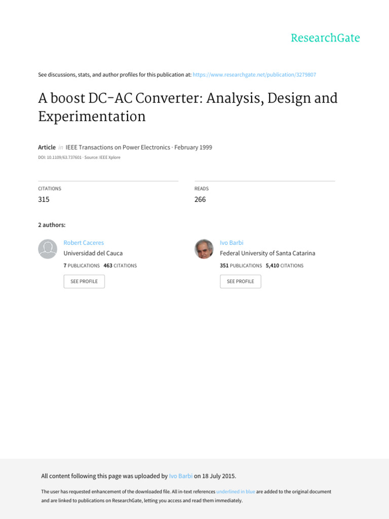 Boost DC-AC Converter Analysis and Design | PDF | Power Inverter ...