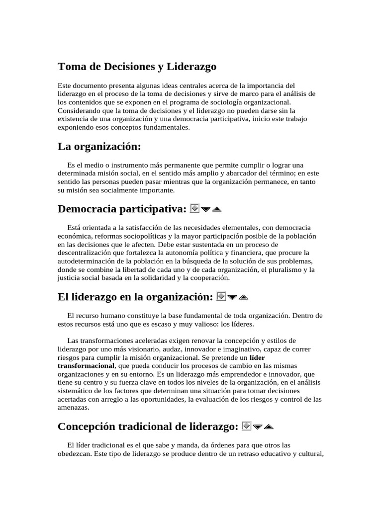 Liderazgo y Toma de Decisiones Efectivas | PDF | Liderazgo | Gestión de ...