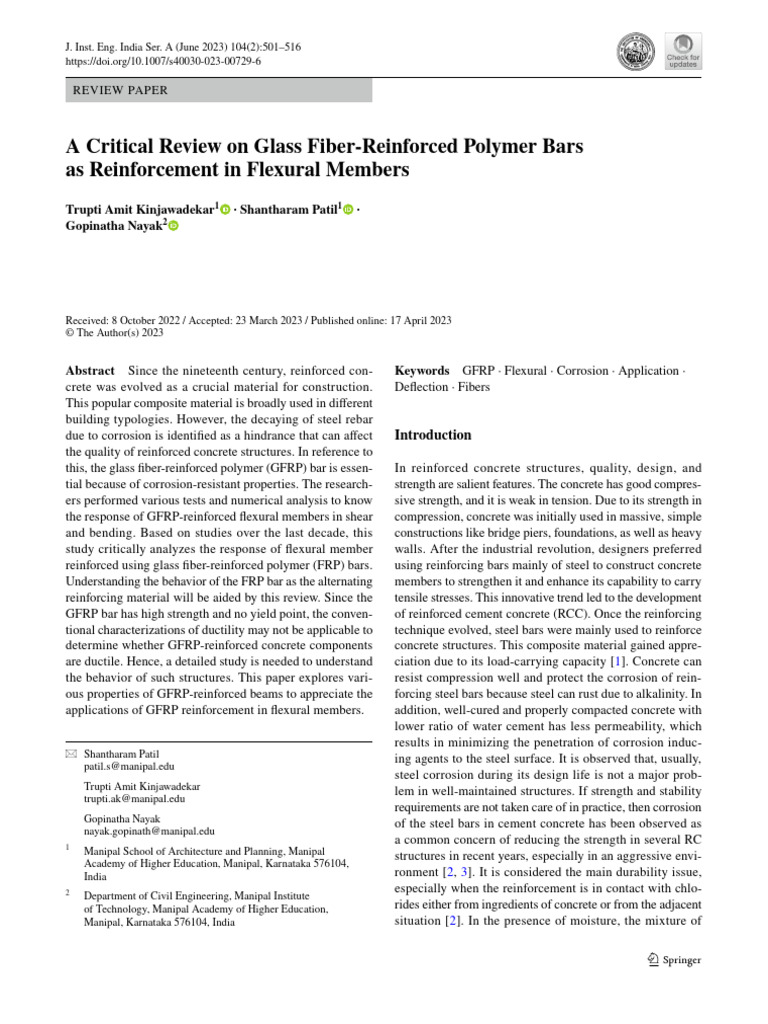 GFRP Bars in Flexural Reinforcement Review | PDF | Strength Of ...