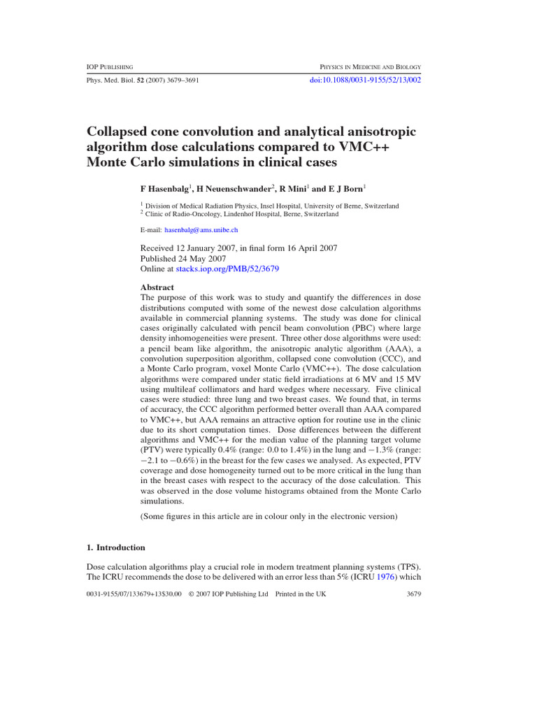 CCC vs. AAA in Dose Calculation Accuracy | PDF | Attenuation ...