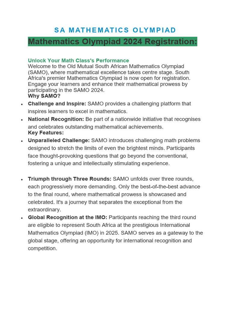 SAMO 2024 Registration Now Open | PDF | Mathematics | Behavior Modification