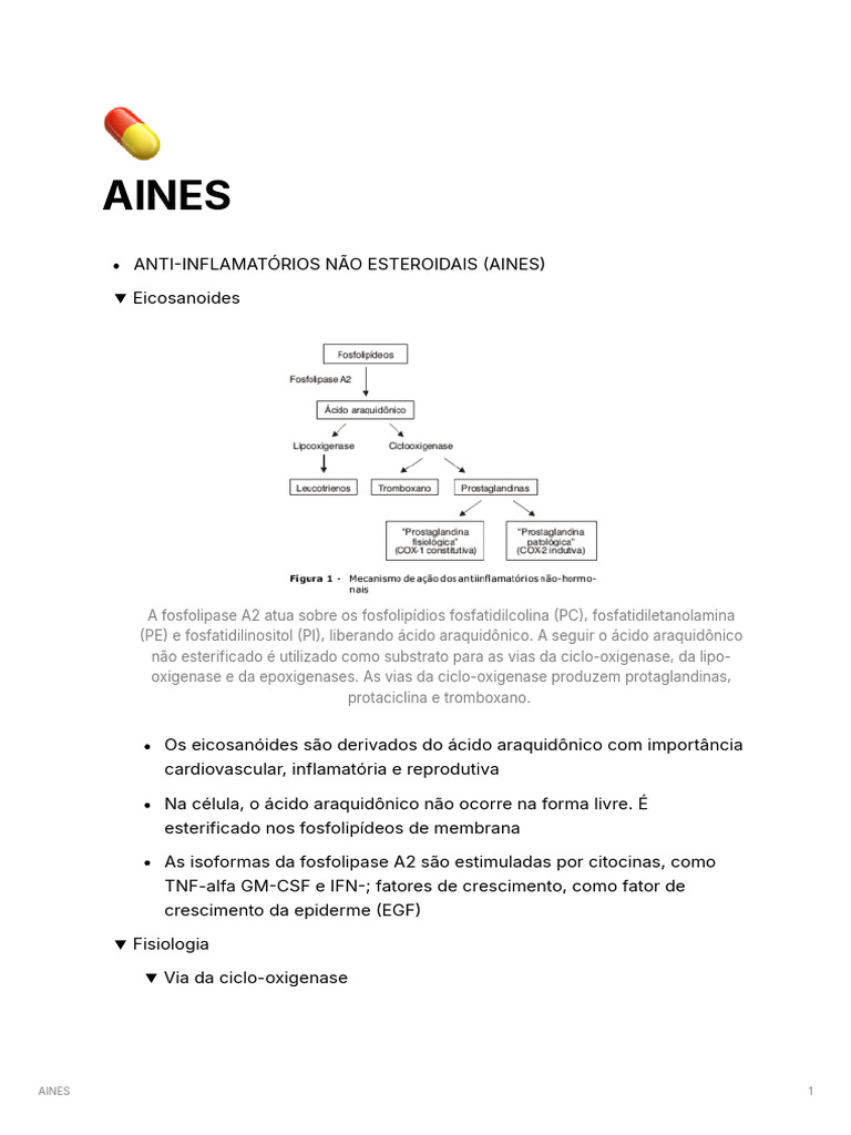 AINES: Mecanismos e Efeitos Clínicos | PDF | Anti-inflamatório não ...