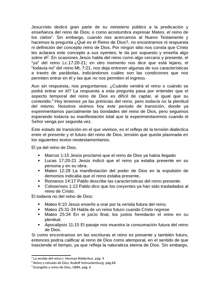 Reflexión sobre el Reino de Dios | PDF | Reinado y reino de dios | Jesús