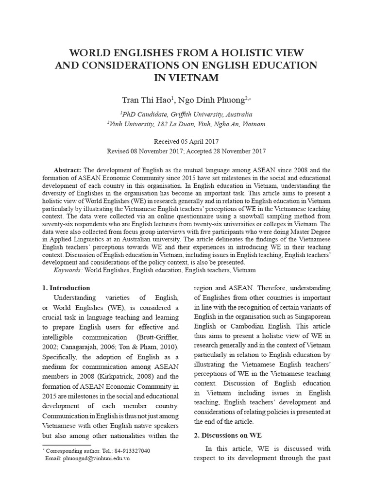 World Englishes and English Education in Vietnam | PDF | English ...