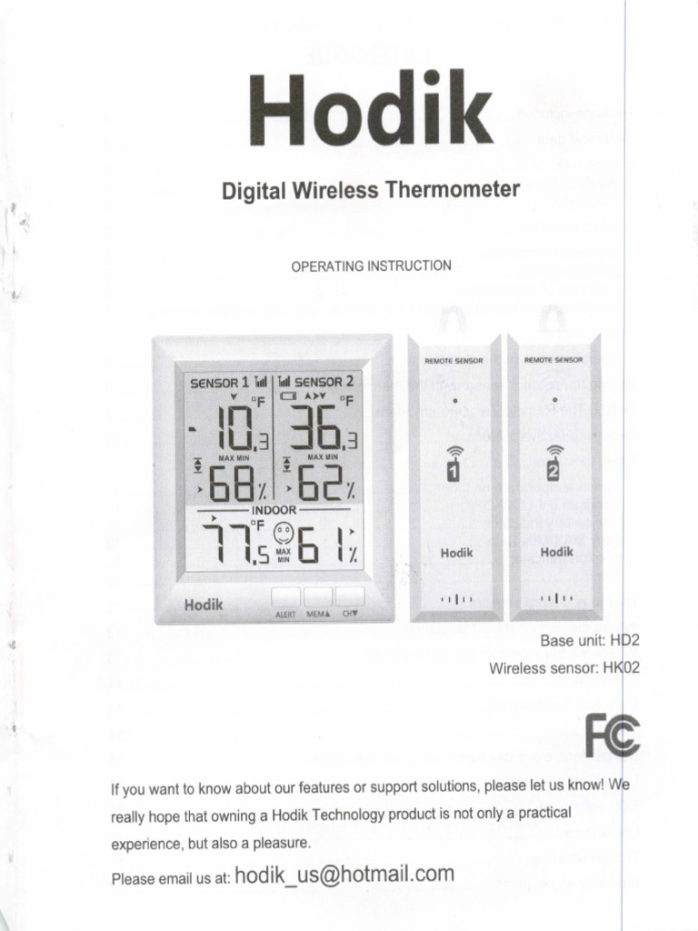 Hodik Digital Wireless Thermometer Manual | PDF