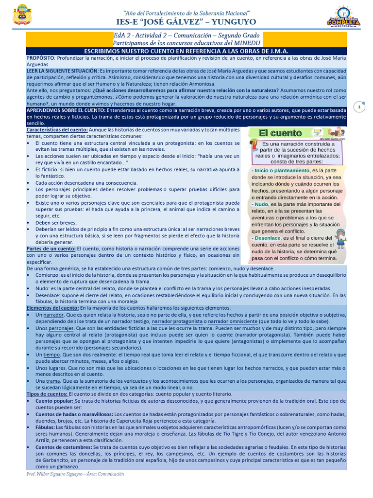 4 - Ficha de La Sesion 2 Exp 2 ... 2 | PDF | Cuentos | Narración