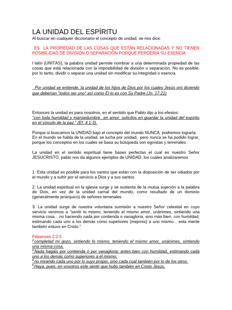 La Unidad Basada en La Palabra de Dios | PDF | Pablo el apóstol | Amor