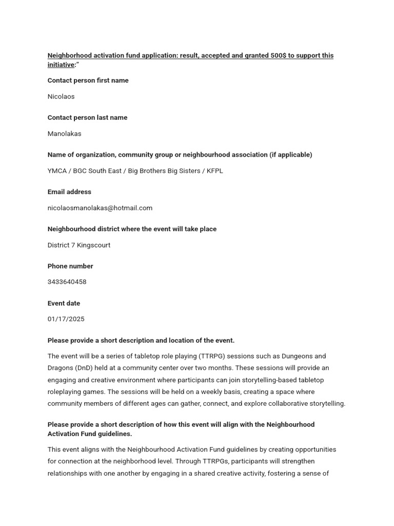 $500 TTRPG Community Event Grant | PDF | Tabletop Role Playing Game ...