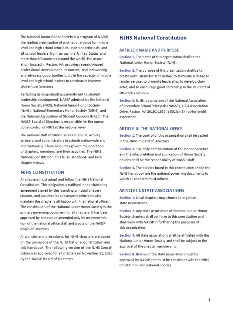 NJHS Constitution 2024notesupdate | PDF | Justice | Crime & Violence