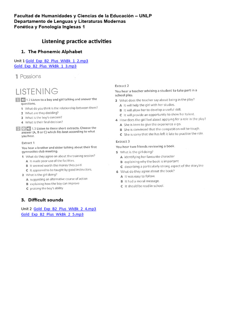 Listening practice booklet w extra activities (1) | PDF