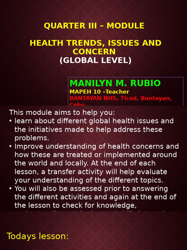 Global Health Trends and Issues Overview | PDF | Infection | Maternal ...