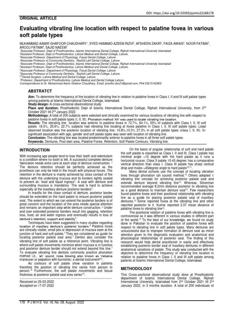 Vibrating Line Location in Soft Palates | PDF | Dentures | Dentistry ...