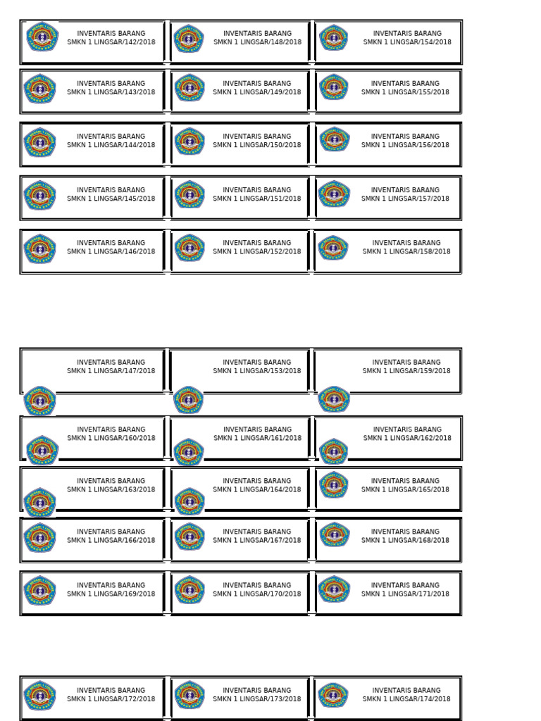 Label Inventaris Barang SMKN 1 Lingsar | PDF
