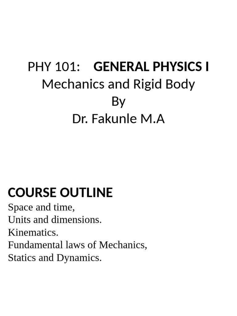 General Physics I: Mechanics Overview | PDF | Acceleration | Force