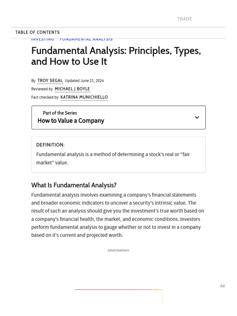 Fundamental Analysis - Principles, Types, and How To Use It | PDF ...
