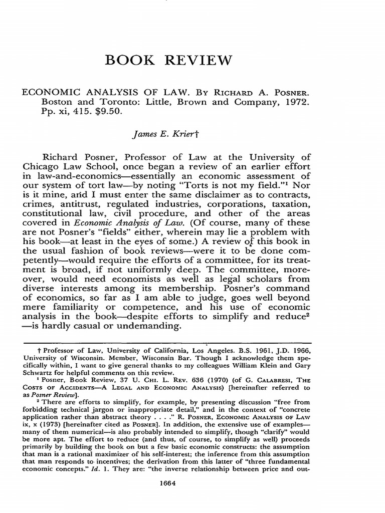 Review of Posner's Economic Analysis of Law | PDF | Law And Economics ...