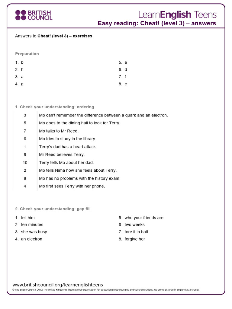 Cheat! Level 3 Answers and Exercises | PDF
