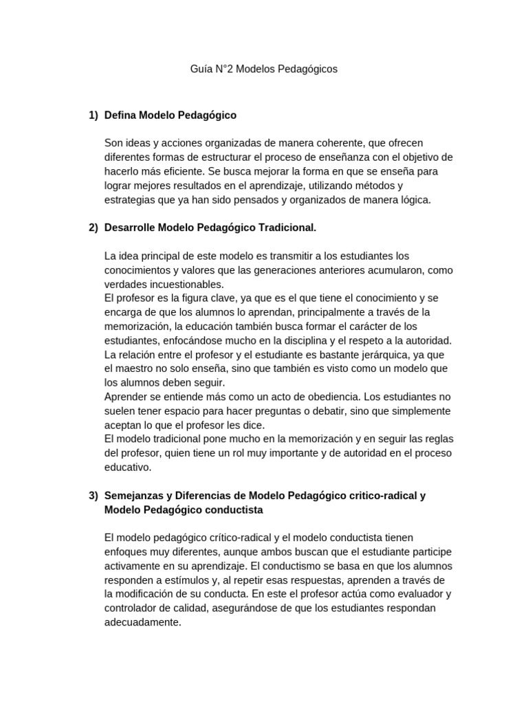 Modelos Pedagógicos: Definición y Comparativa | PDF | Aprendizaje ...