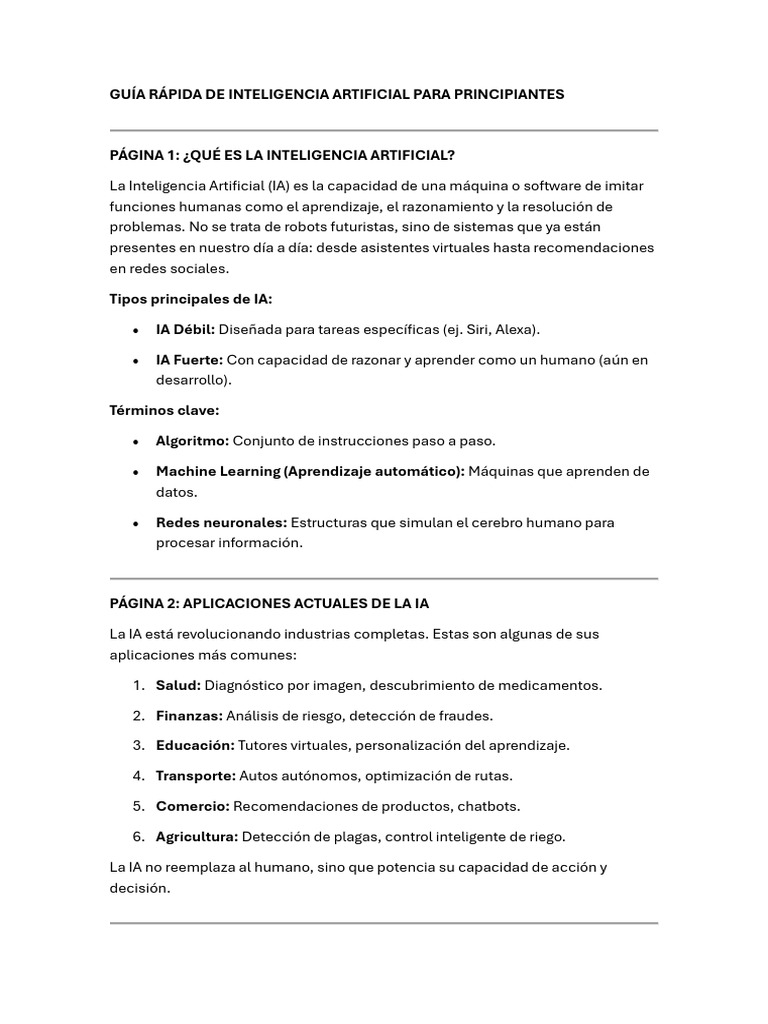 Guía Rápida de IA para Principiantes | PDF | Inteligencia artificial ...