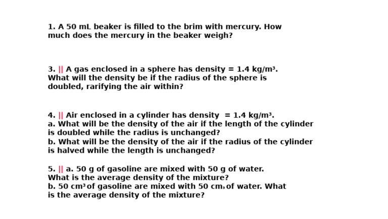 Density Calculations and Mixture Analysis | PDF