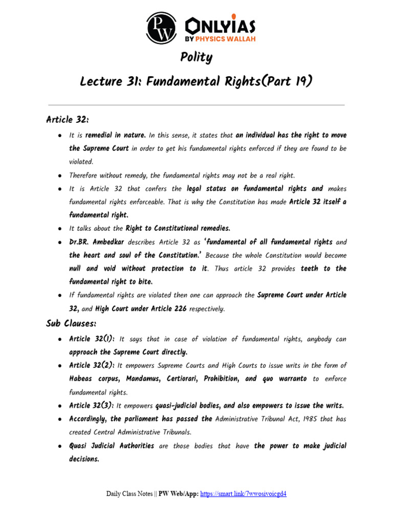 Article 32: Right to Constitutional Remedies | PDF | Constitutional Law ...