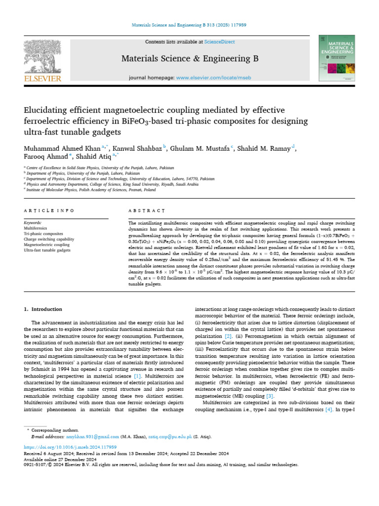 Efficient Magnetoelectric Coupling in BiFeO3 | PDF | Crystallite ...