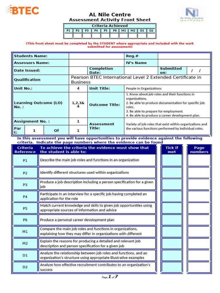 Unit 4 People in Organizations Level 2 | PDF