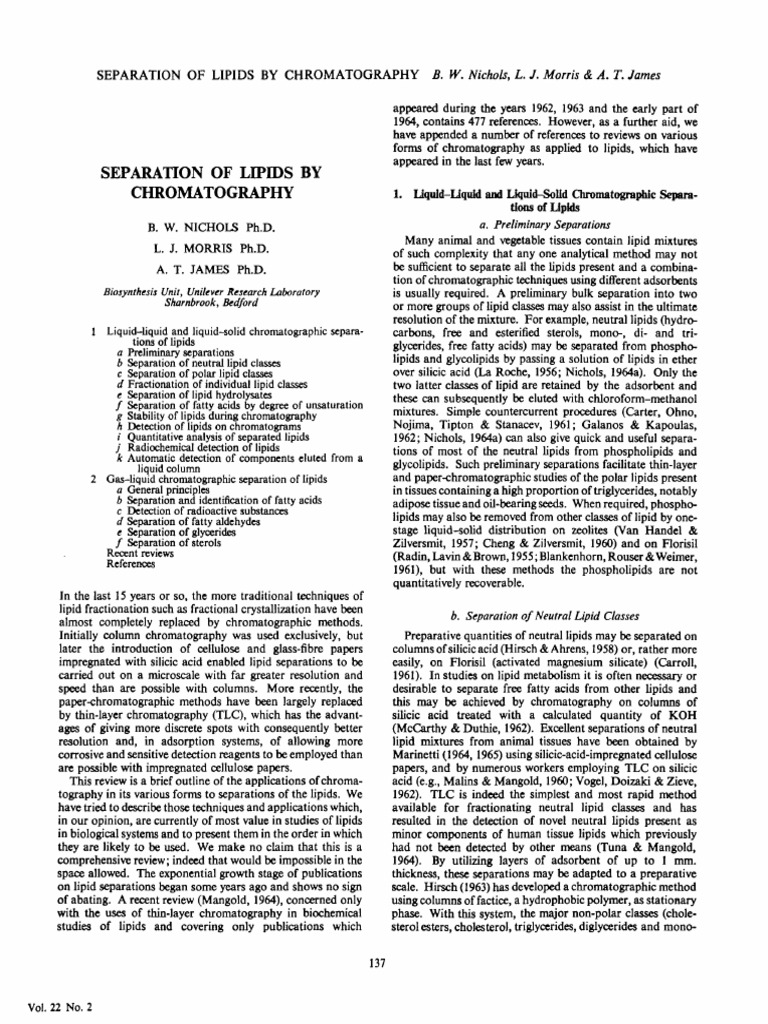 Separation of Lipid by Kromatografi | PDF | Chromatography | Thin Layer ...