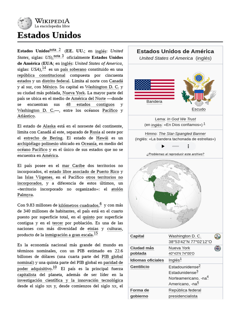 Estados Unidos | PDF | Los Estados Unidos | Presidentes de los Estados ...