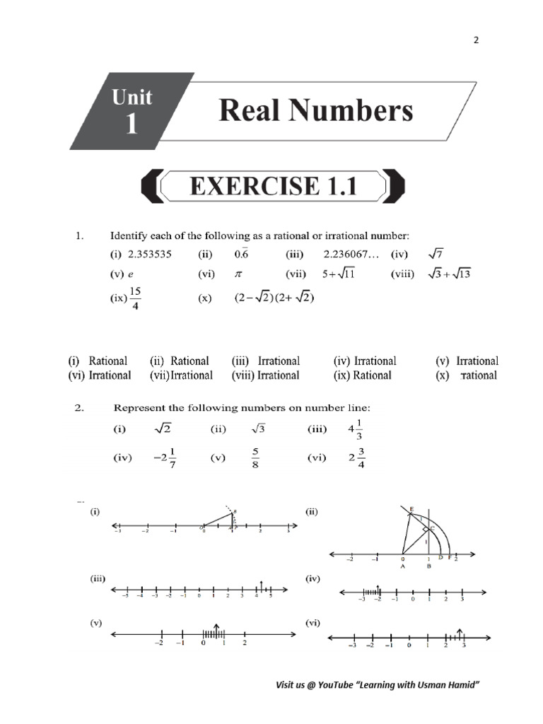 Math9 PCTB Sol Unit01 Usman Hamid | PDF | Numbers | Square Root