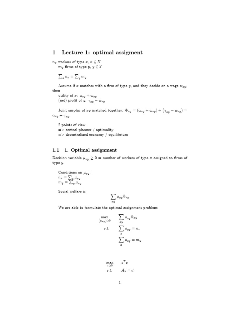 Optimal Assignment and Transport Models | PDF | Applied Mathematics ...