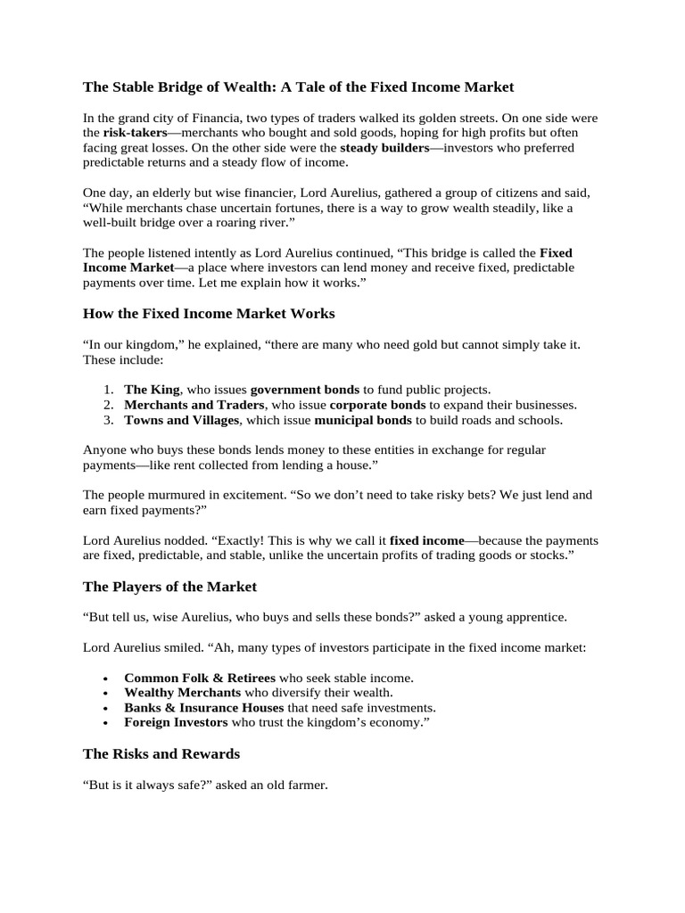 The Stable Bridge of Wealth - Fixed Income Market | PDF | Bonds ...