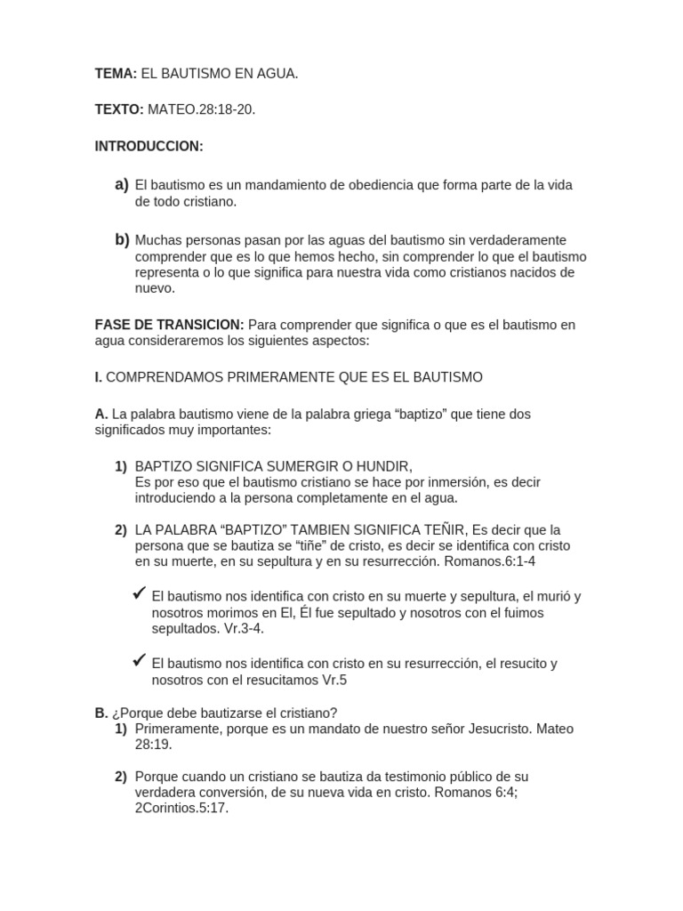 El Bautismo en Agua. | PDF | Bautismo | Cristo (título)