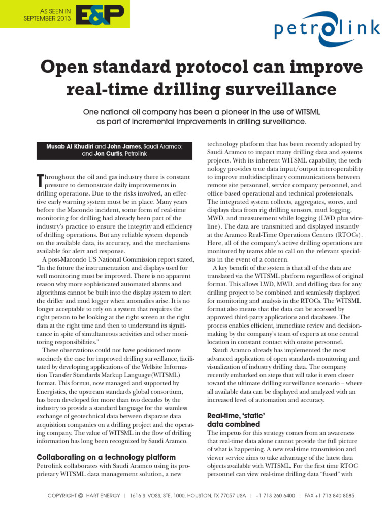 Open Standard Protocol Can Improve Real-Time Drilling Surveillance ...