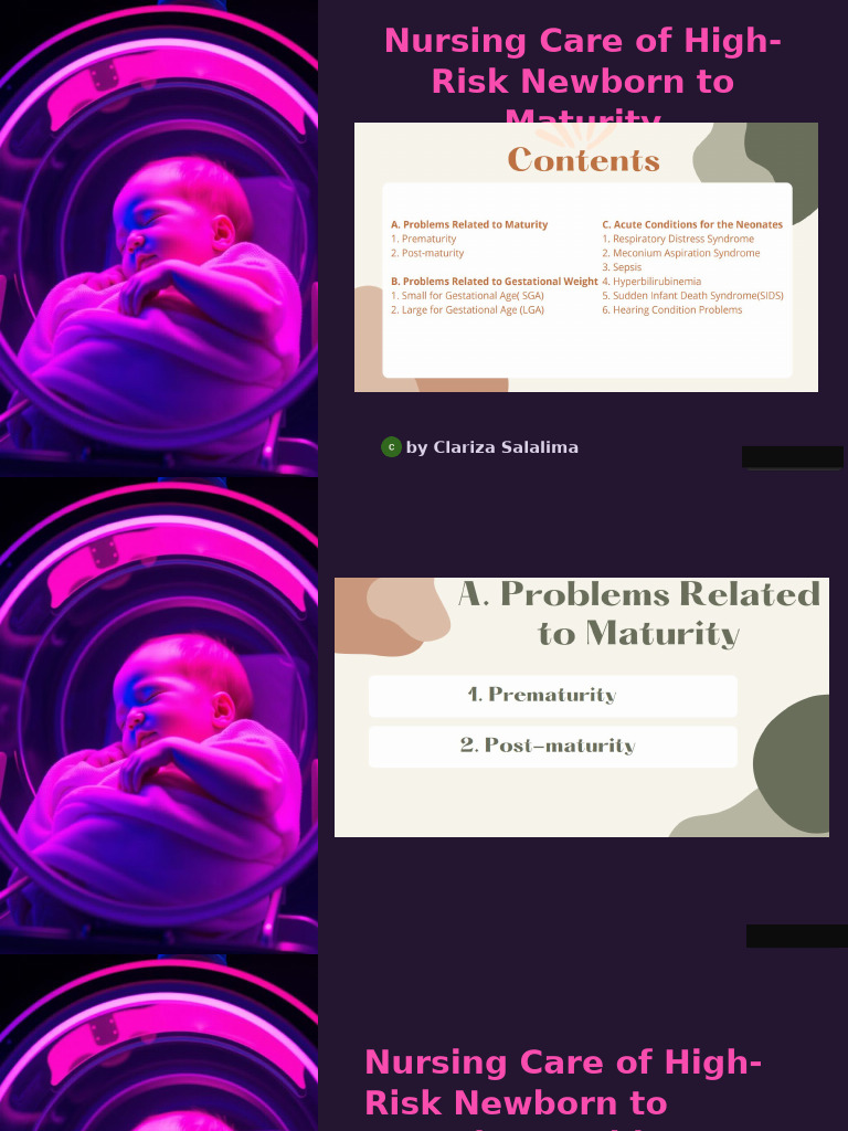 Problems Related to Prematurity&Post Nursing Care of High Risk Newborn ...