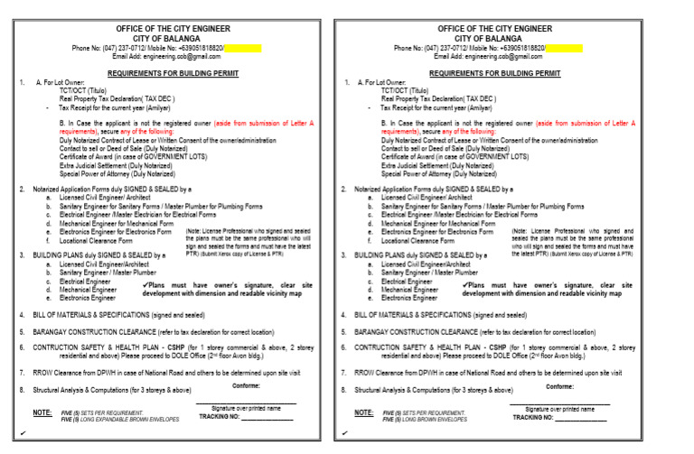 Building Permit Requirements Balanga | PDF