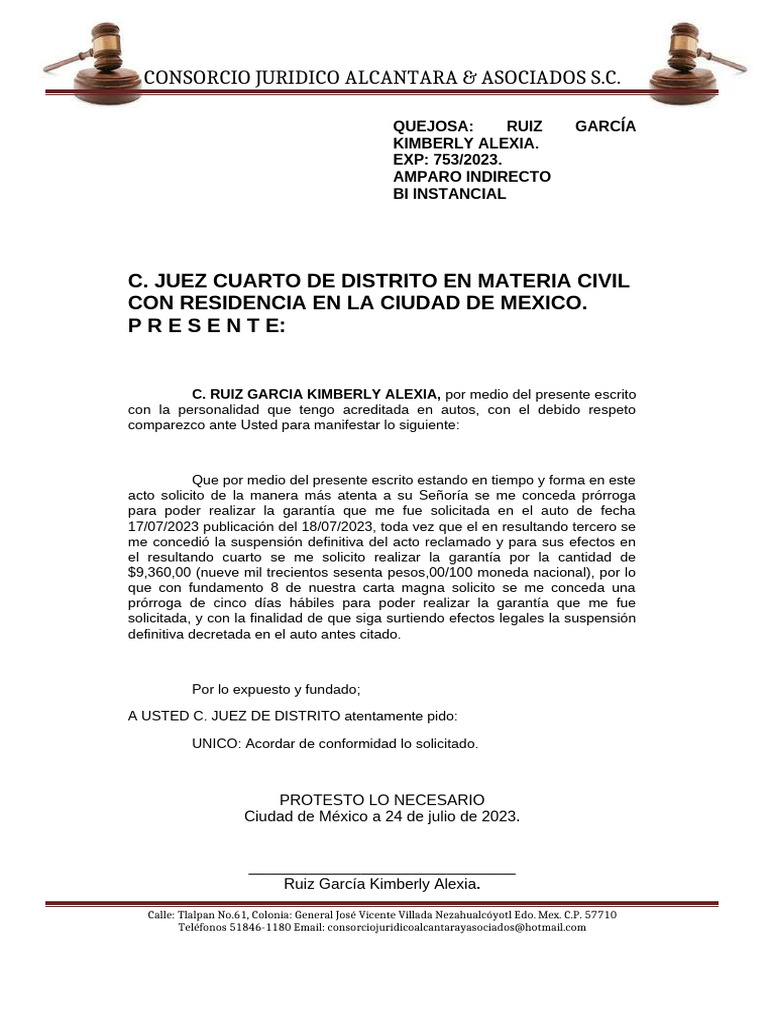 solicitud de prorroga ymberli. | PDF