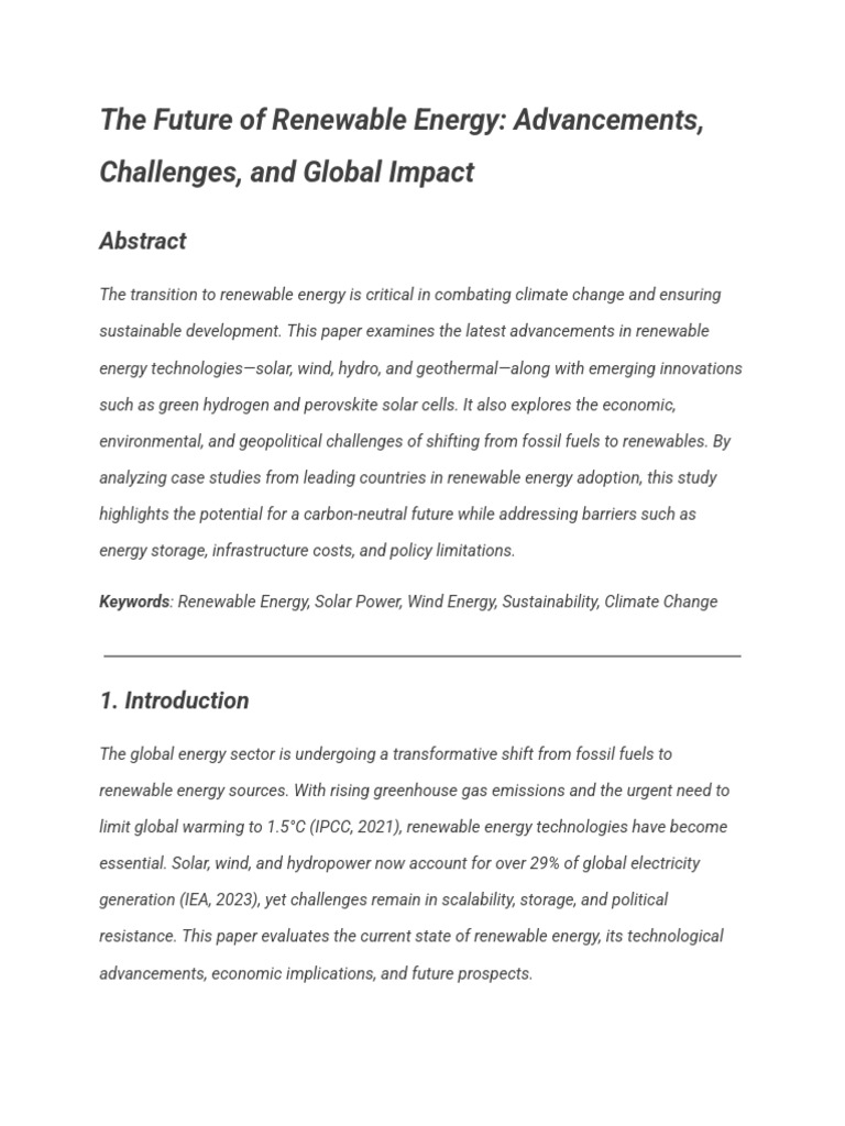 Future of Renewable Energy Trends | PDF | Renewable Energy | Wind Power