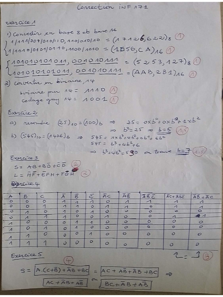 Correction SN INF171 | PDF