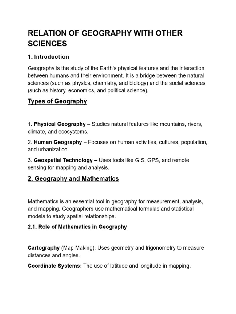 Geography's Interdisciplinary Connections | PDF | Geography | Earth