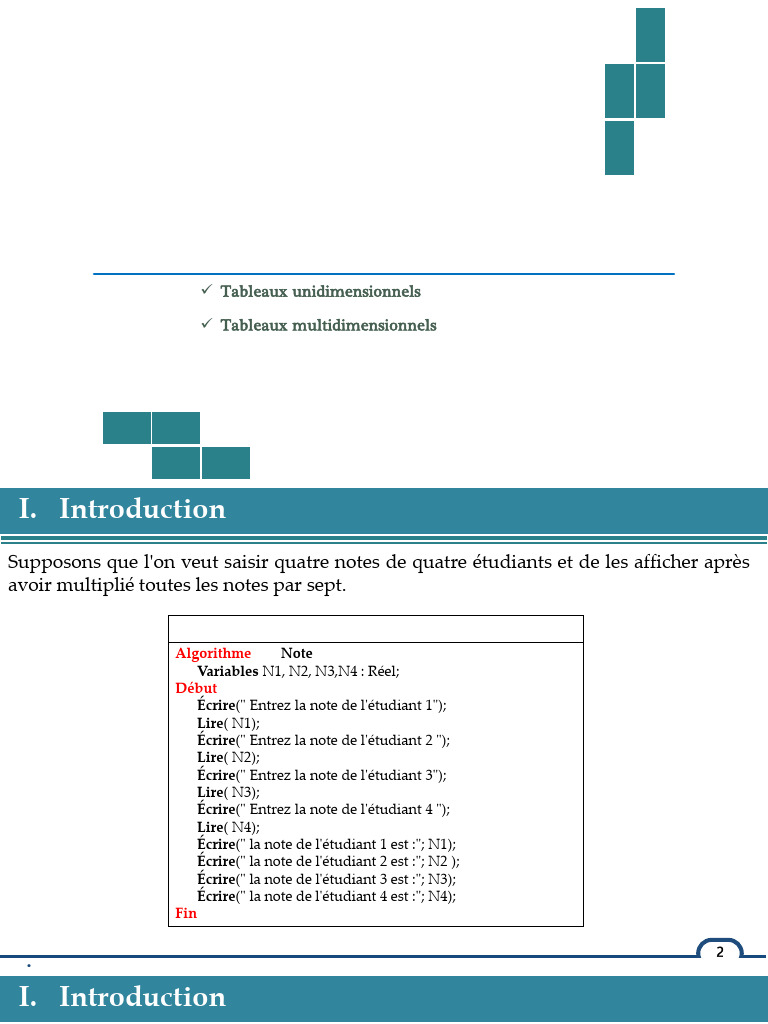 Introduction aux Tableaux en Programmation | PDF | Programmation ...