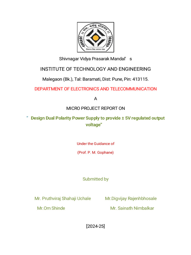 Dual Polarity Power Supply Design Report | PDF | Power Supply ...