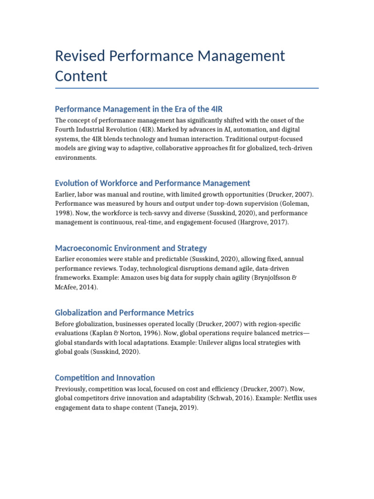 Performance Management in the 4IR | PDF
