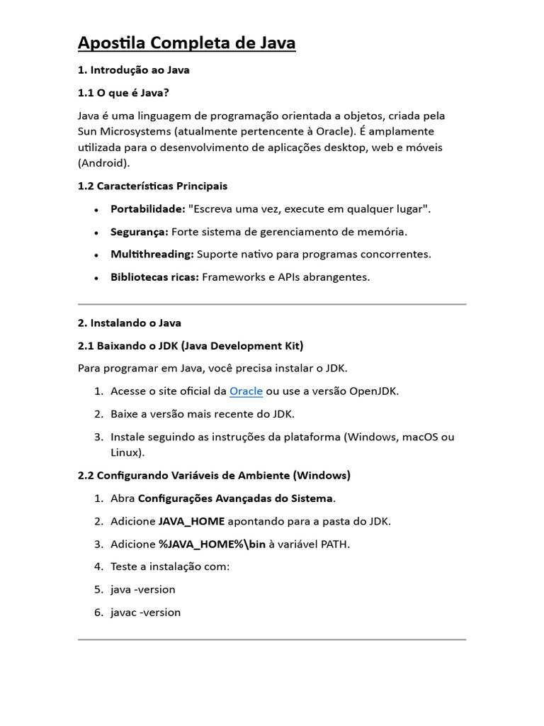 Apostila Completa de Java PDF | PDF | Java (linguagem de programação ...