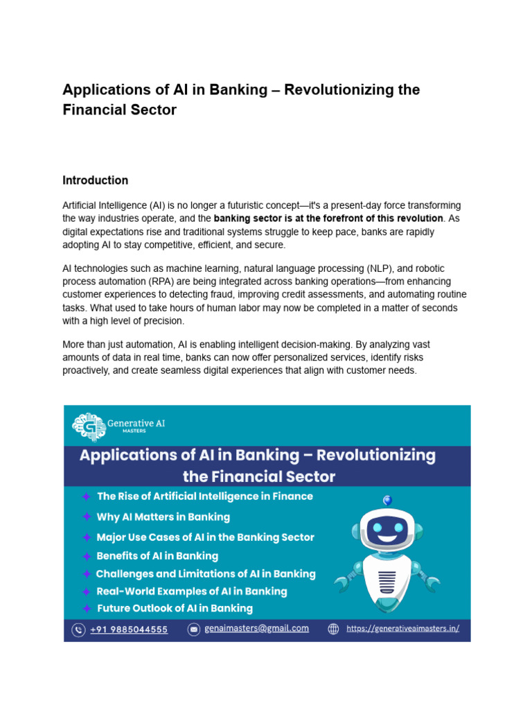 Applications of AI in Banking | PDF | Artificial Intelligence ...
