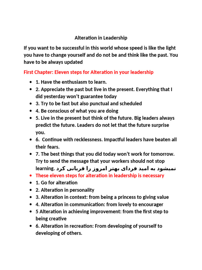 Leadership Alteration Strategies | PDF | Leadership | Psychological ...