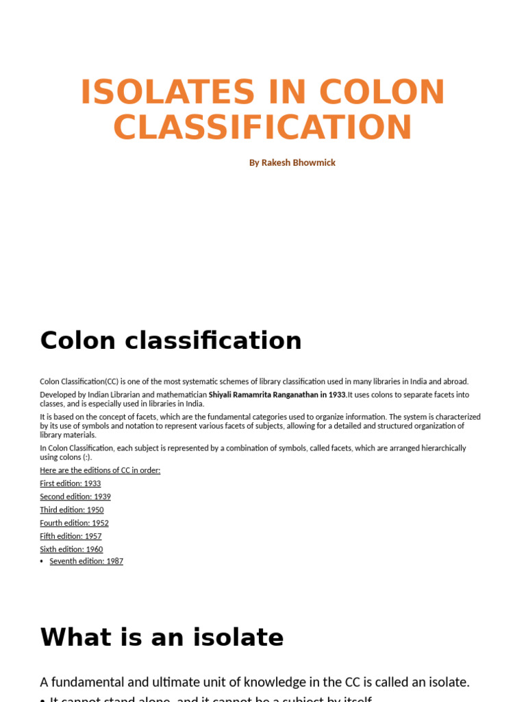 Understanding Isolates in Colon Classification | PDF